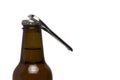 Closeup brown bottle opener cap white background Royalty Free Stock Photo