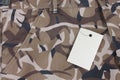 Closeup brown camo pocket shorts / pants with tag