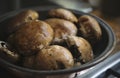 Closeup of brown cremini mushrooms