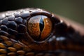 Closeup of brown reptiles eye, an inhabitant of rainforest. Generate Ai