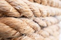 Closeup brown strong nautical rope for background