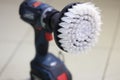 Closeup of brush on car polishing machine Royalty Free Stock Photo