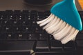 Closeup Brush Cleaning keyboard