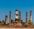 Closeup of Buddha statue in the ancient ruins of Sukhothai temple in Thailand Royalty Free Stock Photo