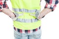 Closeup of builder feeling lower back pain Royalty Free Stock Photo