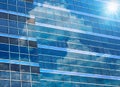 Closeup building glass of skyscrapers with cloud