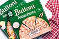 Closeup of Buitoni carbonara Forno di Pietra italian pizzas. Illustrative editorial