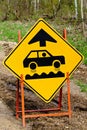 Closeup of a bumpy road ahead sign Royalty Free Stock Photo