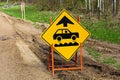 Closeup of a bumpy road ahead sign Royalty Free Stock Photo