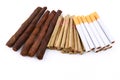 Closeup of Bunch of cigarettes tobacco Royalty Free Stock Photo