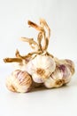 Closeup of a bunch of garlic bulbs