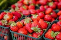 Closeup of bunch of strawberries