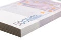 Closeup bundle of denominations of 500 euros