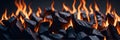 Closeup of burning coals from a fire. Ai Generated