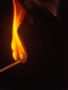 Closeup of burning match Royalty Free Stock Photo