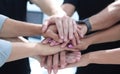 Closeup of a business colleagues with their hands stacked togeth Royalty Free Stock Photo