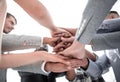 Closeup of a business colleagues with their hands stacked togeth Royalty Free Stock Photo