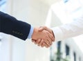 Closeup of a business hand shake Royalty Free Stock Photo