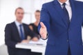 Closeup of a business handshake in office