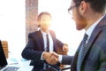 Closeup. business handshake in an office. Royalty Free Stock Photo