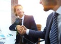 Closeup. business handshake in an office. Royalty Free Stock Photo