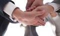 Business people folding their hands together. Royalty Free Stock Photo