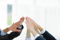 Closeup.business team giving each other a high five. Royalty Free Stock Photo