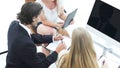 Closeup.business team working with documents in a modern office Royalty Free Stock Photo