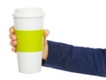 Closeup on business woman hand holding cup of hot beverage Royalty Free Stock Photo