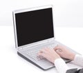 Closeup.business woman typing on a laptop Royalty Free Stock Photo