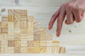 businessman making a pyramid with empty wooden cubes Royalty Free Stock Photo