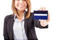 Closeup of businesswoman with credit card Royalty Free Stock Photo