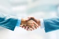 Closeup bussines handshake. Two men shaking hands. Success. Agreement Royalty Free Stock Photo
