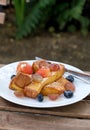 Closeup butter honey toast with berry