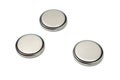 Closeup button cell battery or or coin cell Royalty Free Stock Photo