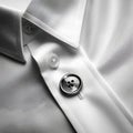 Closeup of a button on a white shirt. Black and white. Royalty Free Stock Photo