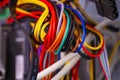 Closeup of cable and wire in computer Royalty Free Stock Photo