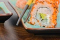 Closeup California maki sushi on the table