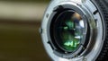 Closeup camera lens on blurred background Royalty Free Stock Photo