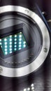 Closeup of a camera sensor on a camera lens Royalty Free Stock Photo