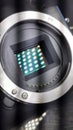 Closeup of a camera sensor on a camera lens Royalty Free Stock Photo
