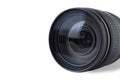 Closeup camera shutter lens isolated on white
