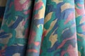 Closeup camouflage fabric pattern like military, but colorful color. Royalty Free Stock Photo