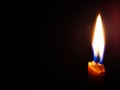 Closeup with candle light in the dark Royalty Free Stock Photo