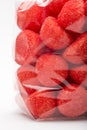 Closeup on candy strawberries in luxury plastic bag Royalty Free Stock Photo