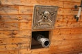 Closeup of cannons of a pirate ship