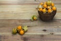 Closeup Cape gooseberry on wooden