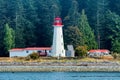 Closeup of Cape Mudge Lighthouse in Quadra Island, Canada