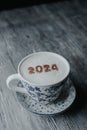 cappuccino with the number 2024, as the new year Royalty Free Stock Photo