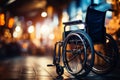 Closeup captures strength Disabled mans hand on wheelchair wheel, navigating lifes journey